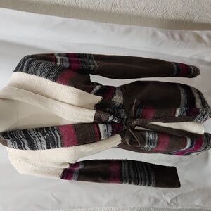 Design History Front Tie Pink Grey & white Cardigan